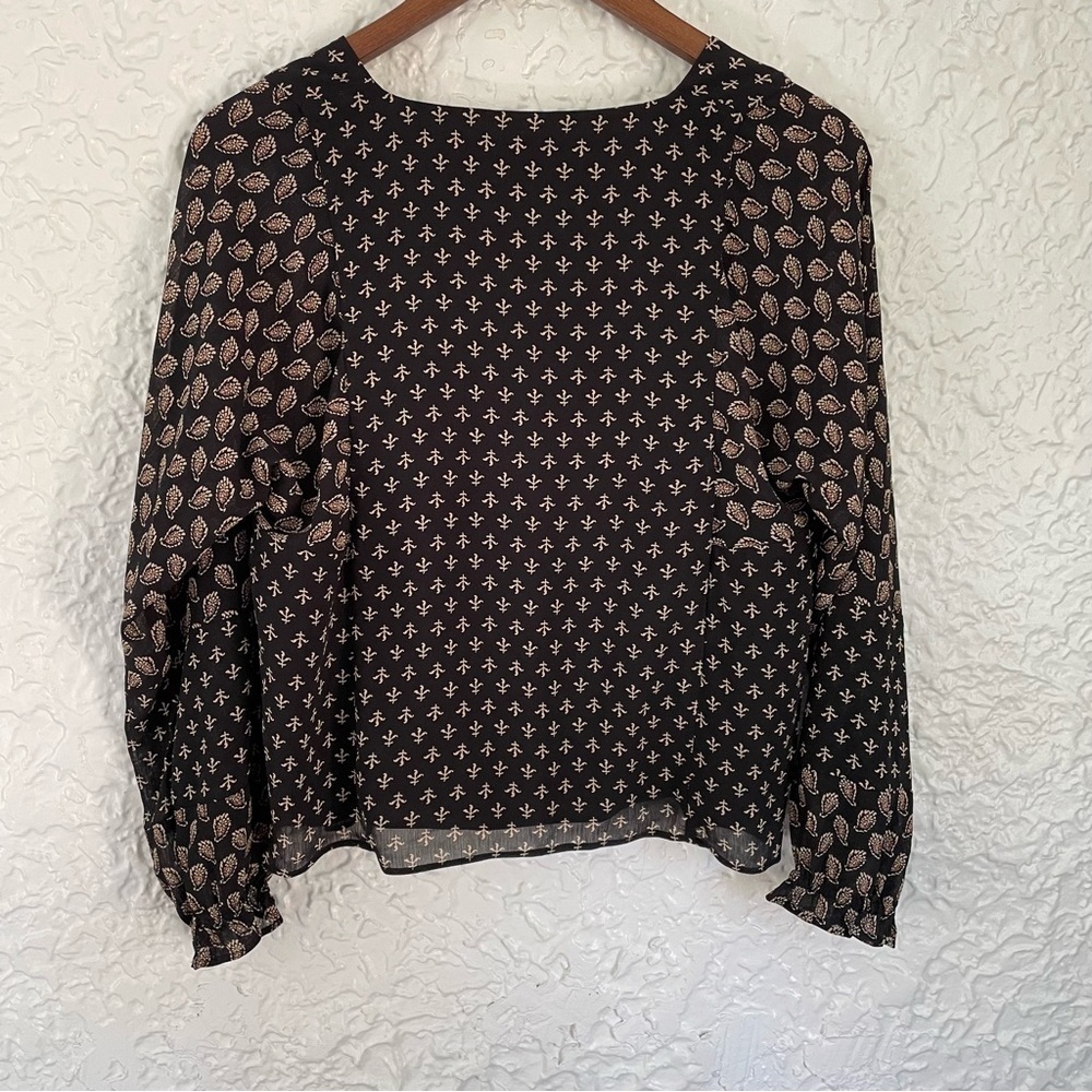 Women’s Madewell Sheer-Sleeve Top in Brushstroke Paisley Mix Size Small Black - Picture 7 of 10